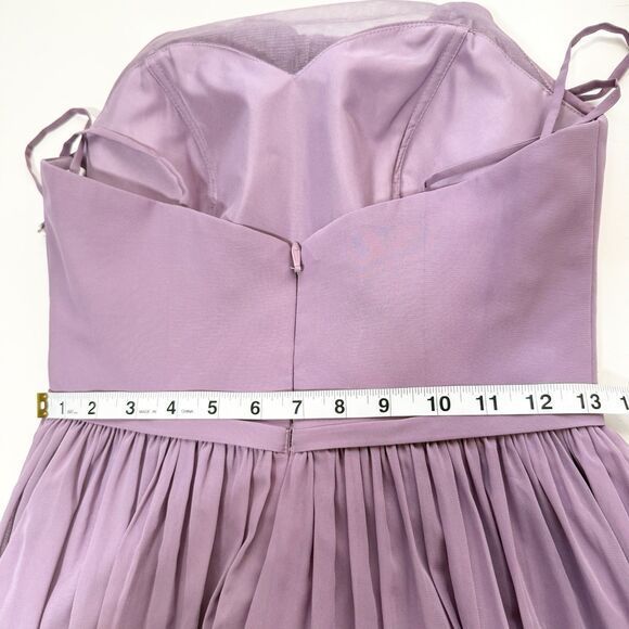 Azazie A2 Lilac Chiffon Halter Maxi Dress Formal Evening Bridesmaid Gown Lined - Picture 12 of 14